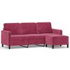 vidaXL Sof&aacute; de 3 lugares com apoio de p&eacute;s 180 cm veludo vermelho tinto