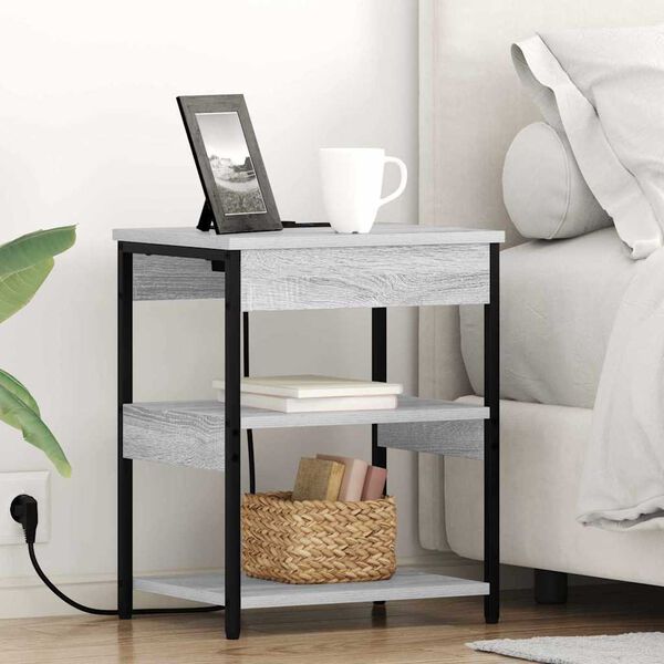 vidaXL Arm&aacute;rio de Cabeceira 2 pcs Cinza Sonoma 41 x 31 x 51 cm