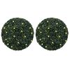 vidaXL Bolas artificiais de buxo com luzes LED 2 pcs verde 52 cm
