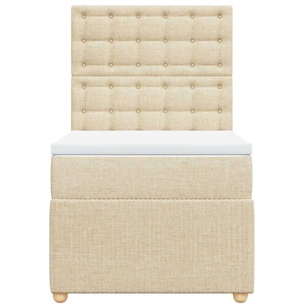 vidaXL Cama com molas/colch&atilde;o 90x190 cm tecido cor creme