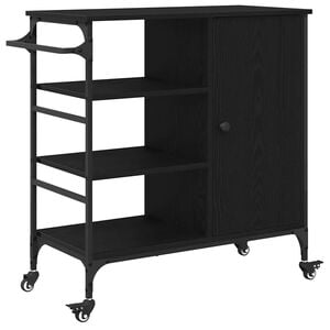 vidaXL Carrinho de Cozinha Carvalho Preto 87,5 x 39 x 84,5 cm