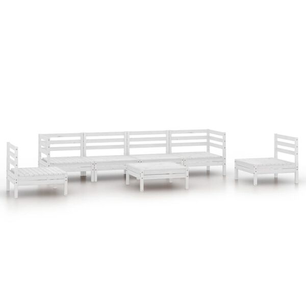 vidaXL 7 pcs conjunto lounge de jardim pinho maciço branco