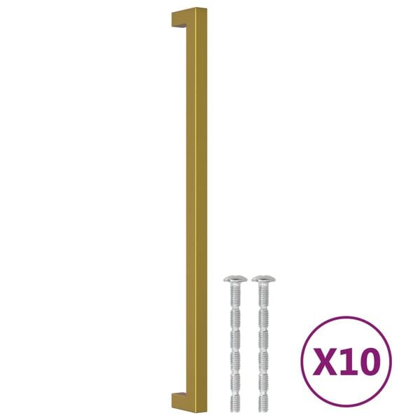 vidaXL Puxadores para m&oacute;veis 10 pcs 320 mm a&ccedil;o inoxid&aacute;vel dourado