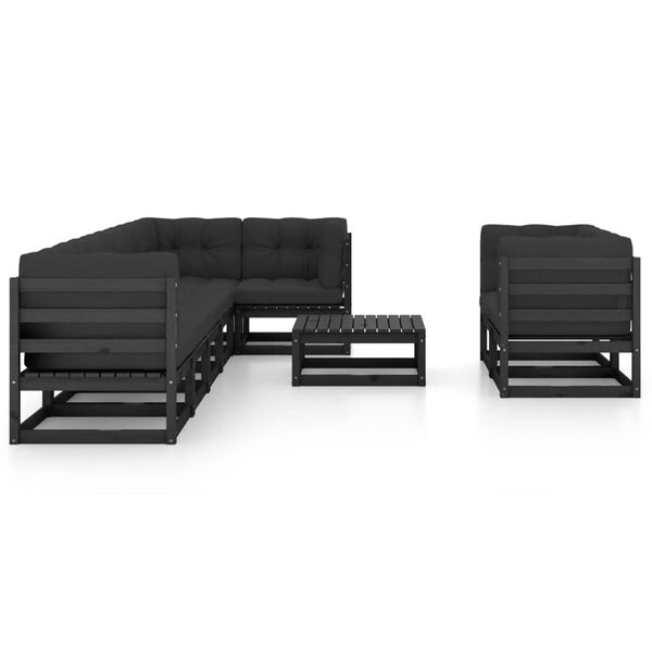 vidaXL 9 pcs conjunto lounge de jardim c/ almofad&otilde;es pinho maci&ccedil;o