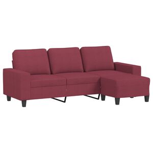 vidaXL Sof&aacute; de 3 lugares com apoio de p&eacute;s 180 cm tecido vermelho tinto
