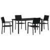 vidaXL Conjunto de Jantar para Jardim 5 pcs Preto A&ccedil;o revestido a p&oacute;