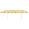vidaXL Toldo retr&aacute;til manual com LED 6x3 m amarelo e branco