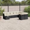 vidaXL 10 pcs conjunto sof&aacute;s de jardim c/ almofad&otilde;es vime PE preto