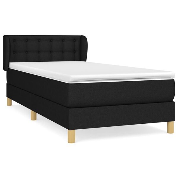 vidaXL Cama com molas/colch&atilde;o 90x190 cm tecido preto