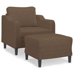 vidaXL Poltrona com apoio de p&eacute;s 60 cm tecido castanho