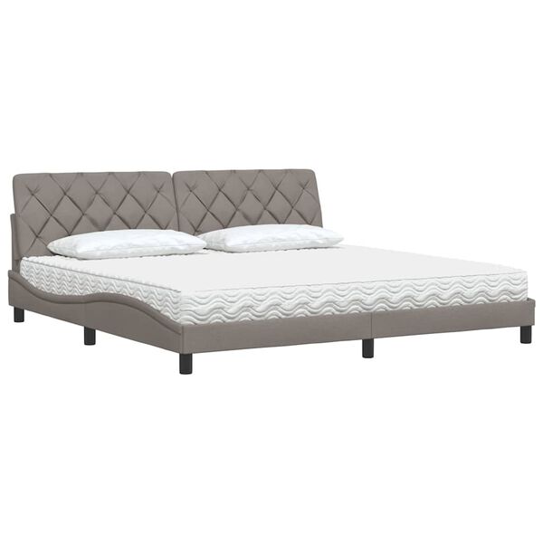 vidaXL Cama com colch&atilde;o 200x200 cm tecido cinzento-acastanhado