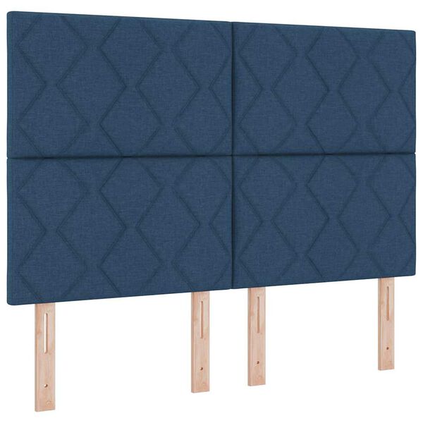 vidaXL Cama Box com colch&atilde;o com cabeceira Azul 140 x 190 cm tecido
