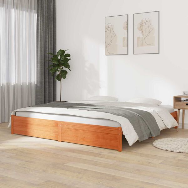 vidaXL Estrutura da Cama Marrom Cera 140 x 200 cm