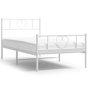 vidaXL Estrutura de cama com cabeceira e p&eacute;s 100x200 cm metal branco