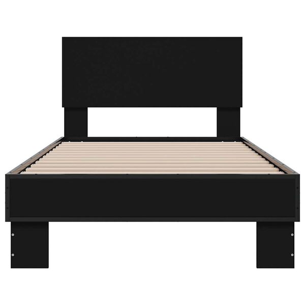 vidaXL Estrutura de cama 75x190 cm derivados de madeira e metal preto
