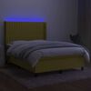 vidaXL Cama box spring c/ colch&atilde;o e LED 140x190 cm tecido verde