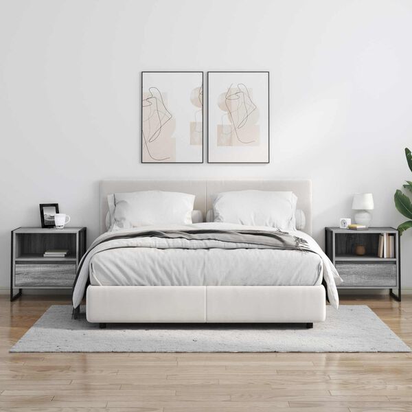 vidaXL Mesa-de-cabeceira com gaveta Cinza Sonoma 50 x 39,5 x 50 cm