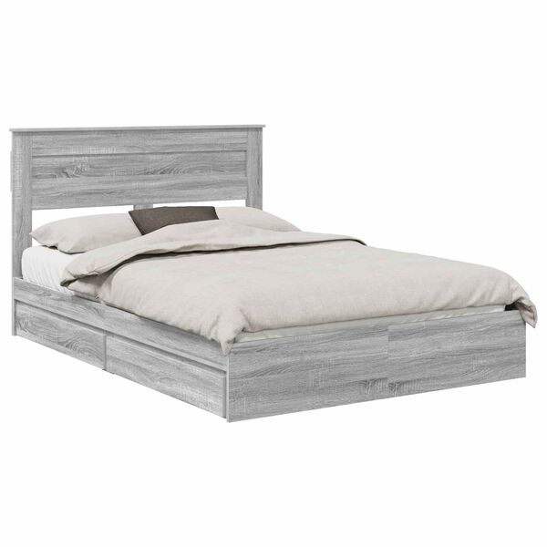 vidaXL Cama com Armazenamento com cabeceira Cinza Sonoma 140 x 200 cm
