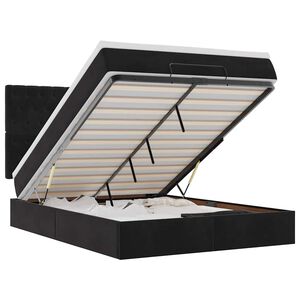 vidaXL Estrutura de cama otomana com colch&otilde;es 140x190 cm veludo preto