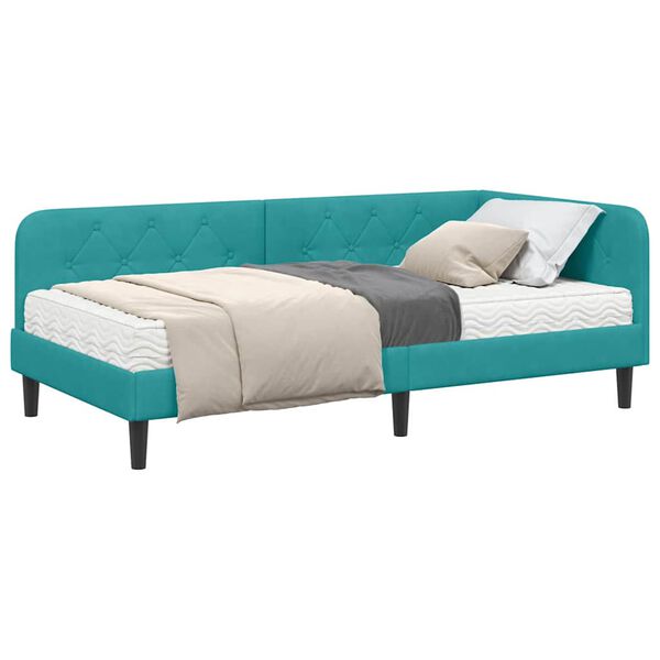 vidaXL Estrutura de Cama de Canto Turquesa 100 x 200 cm Veludo