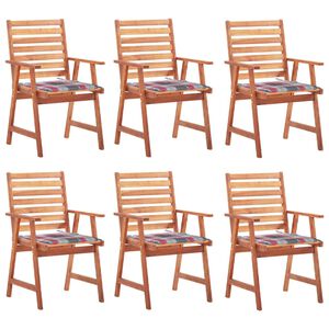 vidaXL Cadeiras de jantar p/ jardim 6 pcs c/ almofad&otilde;es ac&aacute;cia maci&ccedil;a