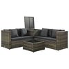 vidaXL 4 pcs conjunto lounge de jardim c/ almofadões vime PE cinzento