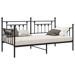 vidaXL Estrutura de cama de dia Preto 107 x 203 cm A&ccedil;o