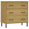 vidaXL Aparador 3 gavetas 77x40x79,5 cm madeira maci&ccedil;a OSLO castanho