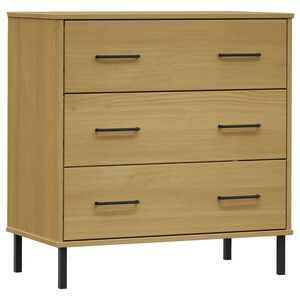 vidaXL Aparador 3 gavetas 77x40x79,5 cm madeira maci&ccedil;a OSLO castanho