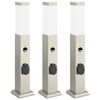 vidaXL Lumin&aacute;rias de balizador com sensor e tomada, 3 pe&ccedil;as, 50 cm, a&ccedil;o inoxid&aacute;vel, IP44