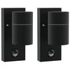 vidaXL Luz de Parede para Exterior 2 unid. Preto 6,5 x 10,5 x 16 cm