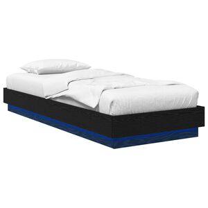 vidaXL Estrutura de Cama com LED Carvalho Preto 80 x 200 cm