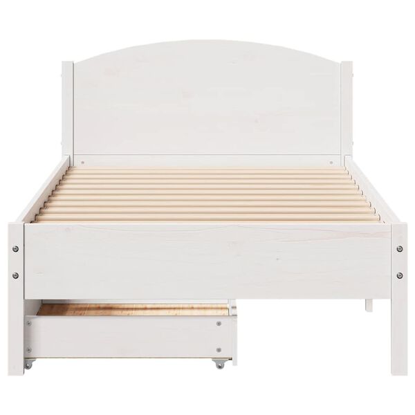 vidaXL Cama sem colch&atilde;o 90x200 cm madeira de pinho maci&ccedil;a branco