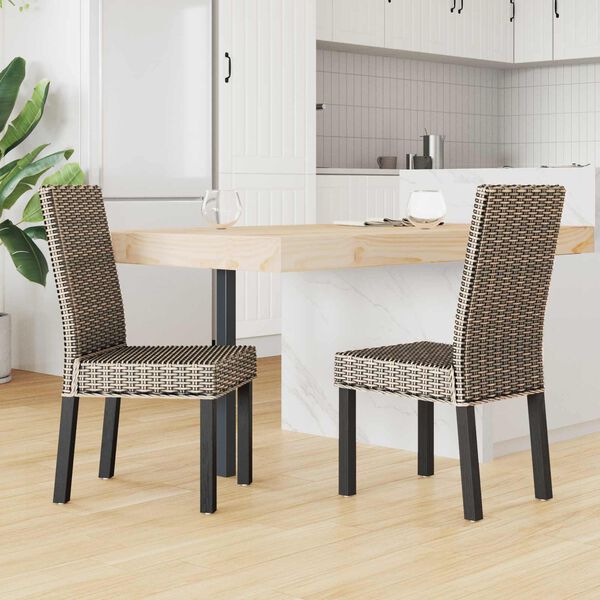 vidaXL Cadeira de jantar 2 pcs Preto lavado 45 x 54 x 93 cm