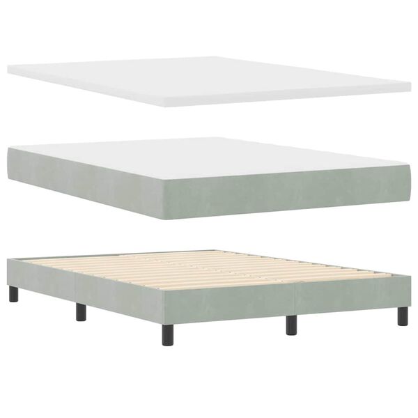 vidaXL Cama Box com colch&atilde;o Cinzento-claro 200 x 160 cm Veludo