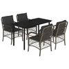vidaXL 5 pcs conjunto de jantar p/ jardim c/ almofad&otilde;es vime PE cinza