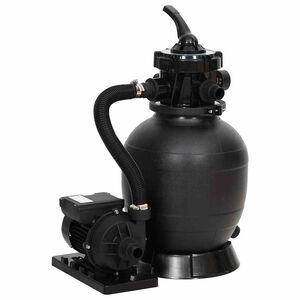 vidaXL Filtro de areia p/ piscina com v&aacute;lvula de 6 vias preto