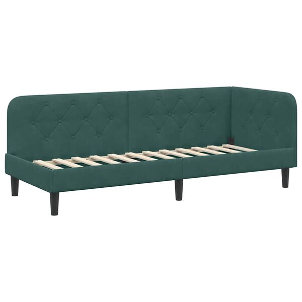 vidaXL Estrutura de Cama de Canto Verde Escuro 80 x 200 cm Veludo