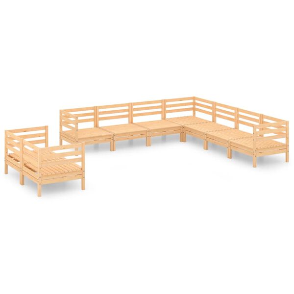 vidaXL 9 pcs conjunto lounge de jardim pinho maci&ccedil;o