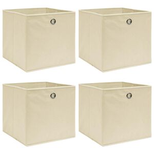 vidaXL Caixas de arruma&ccedil;&atilde;o 4 pcs 32x32x32 cm tecido creme