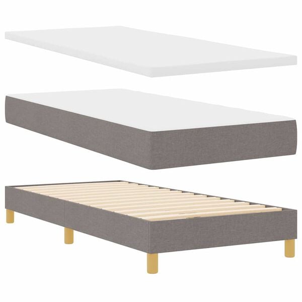 vidaXL Cama Box Cinzento-acastanhado 200 x 100 cm Poli&eacute;ster