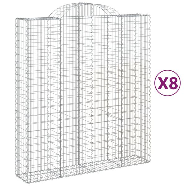 vidaXL Cestos gabi&atilde;o arqueados 8pcs 200x50x220/240cm ferro galvanizado