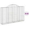 vidaXL Cestos gabi&atilde;o arqueados 30 pcs 200x30x120/140 ferro galvanizado
