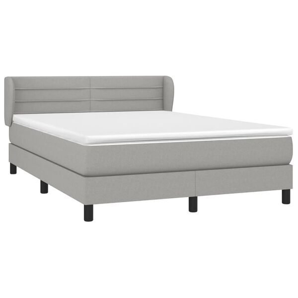vidaXL Cama com molas/colch&atilde;o 140x190 cm tecido cinzento-claro