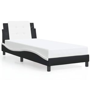 vidaXL Estrutura de cama sem colch&atilde;o Zadar couro artif. 80x200 cm preto/branco