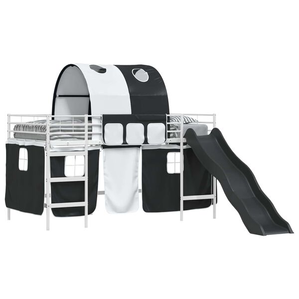 vidaXL Cama loft para crian&ccedil;as Branco e Preto 80 x 200 cm Metal