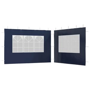vidaXL Parede lateral com janela p/ tenda de festas 2 pcs PE azul