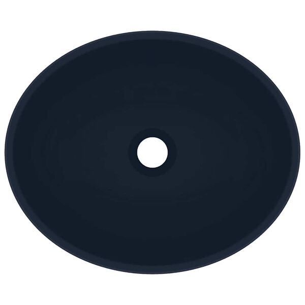 vidaXL Lavat&oacute;rio luxuoso oval 40x33cm cer&acirc;mica azul-escuro mate