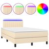 vidaXL Cama box spring c/ colch&atilde;o e LED 120x190 cm tecido cor creme