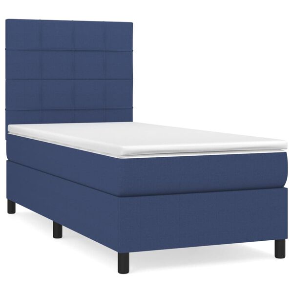 vidaXL Cama com molas/colch&atilde;o 90x190 cm tecido azul
